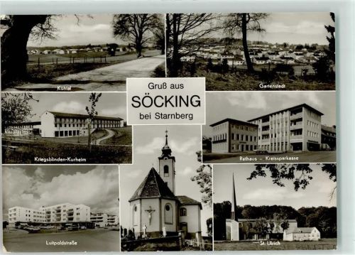 82319 W8130 Söcking , Kr Starnberg - Kühtal Kriegsblinden Kurheim Luipoldstraße St. Ulrich Rathaus Kreissparrkasse Gartenstadt