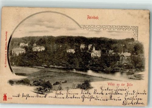 Reinbek 1901 Bahnpost Flensburg Zug 202 3.8.1901 Villen an der Bille