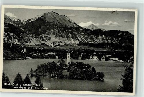 Bled 1913 Inselkirche mit Hotelviertel Maria im See