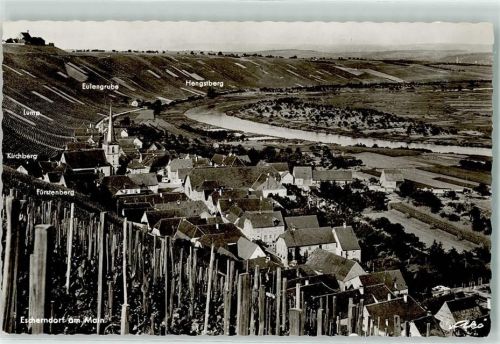 97332 W8712 Escherndorf Foto AK Fürstenberg Kirchberg Lump Eulengrube Hengstberg Kirche Landpost