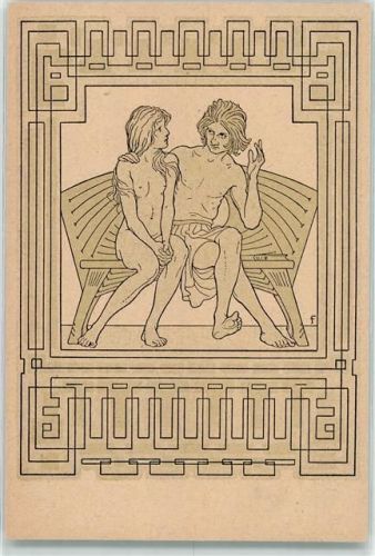 Nr. 49 Mitteilung Vorsatzzeichnung Jugendstil AK