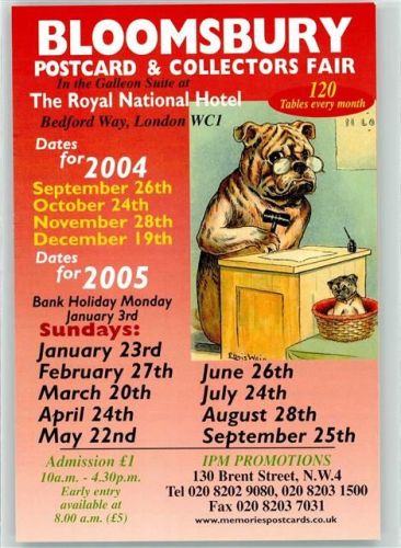 London 2004 Limited Edition of 1250 Bloomsbury Postcard & Collectors Dair 2004 , Bedford Way Royal National Hotel