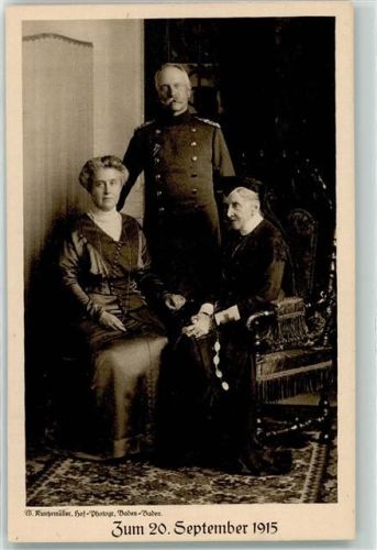 Erbgroßherzog Friedrich mit Gemahlin Hilda und Mutter Luise Badischer Opfertag 1915 Badischer Landesverein Rotes Kreuz