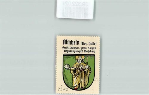 Mücheln Vignette Wappen Freist. Preußen Prov. Sachsen Regierungsbezirk. Merseburg