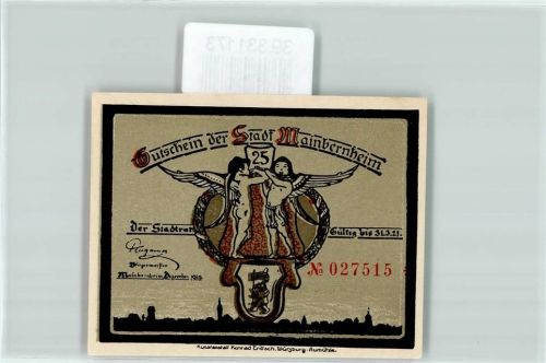 Mainbernheim Notgeld 25 Pfennig Wappen Engel