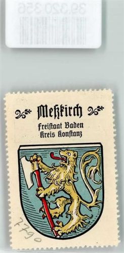 88605 W7790 Meßkirch Vignette Wappen Kaffee Hag ca. 1920-1940 Löwe Axt