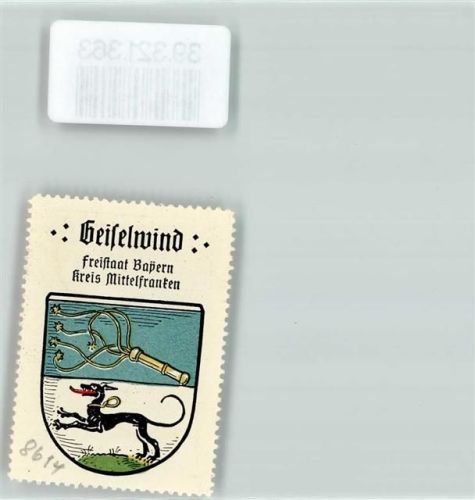 96160 W8614 Geiselwind - Vignette Wappen Freistaat Bayern Kreis Mittelfranken
