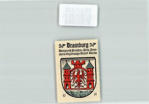 Dramburg Vignette Wappen Königreich Preußen Prov. Pommern Regierungs Bezirk Köslin