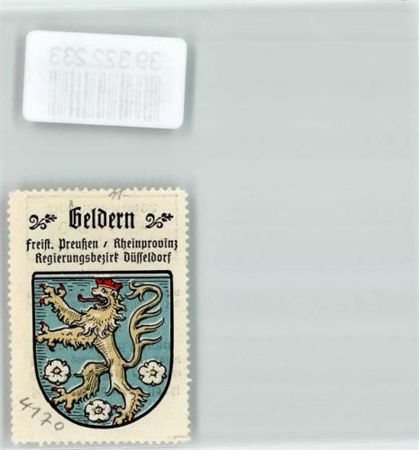 47608 W4170 Geldern - Vignette Wappen Freist. Preußen Rheinprovinz Regierungsbezirk Düsseldorf