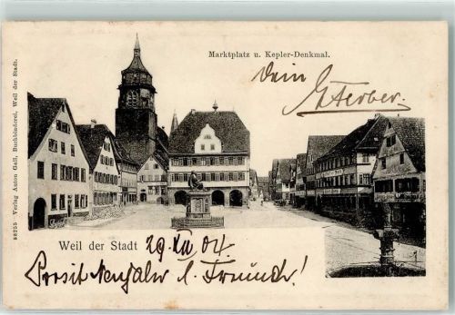 71263 W7252 Weil der Stadt 1904 - Marktplatz Kepler-Denkmal