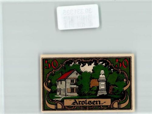 Arolsen Notgeld 50 Pfennig Denkmal