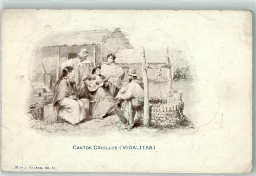 1902 Cantos Criollos Vidalitas Musikerin Gitarre sign. J. Peuser