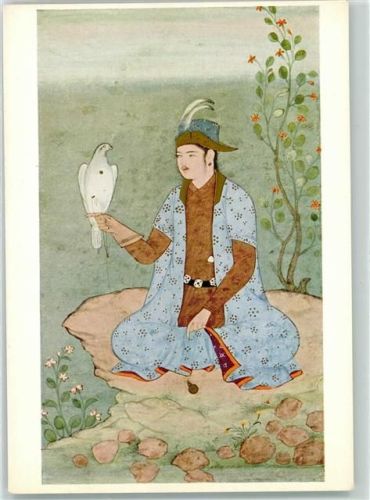 Der Falkner Miniatur der Moghulschule Indien zweite Hälfte 17. Jahrhundert Falke Vogel Volkstyp Tracht