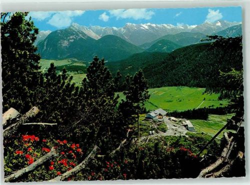Leutasch Rauthhütte Blick gegen Arnspitze u.Karwendelgebirge