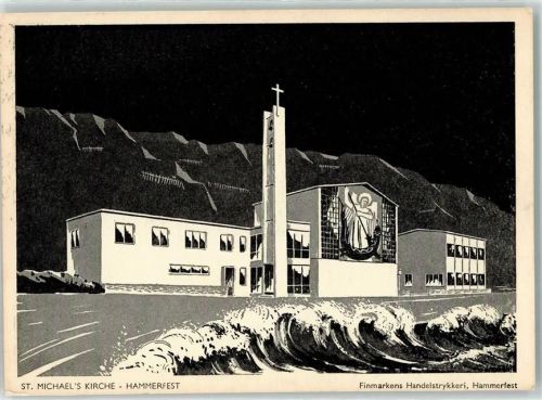Hammerfest St. Mochael`s Kirche bei Nacht