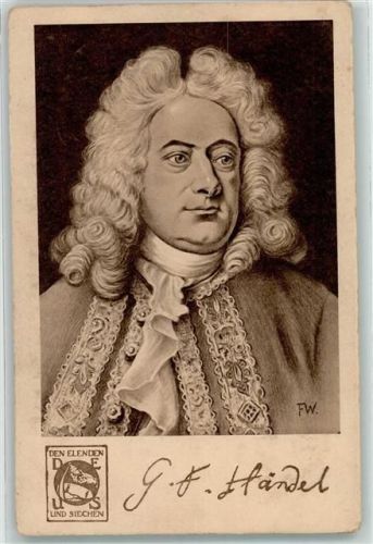 Den Elenden und Siechen sign. FW Deus Karte Nr.2 Serie II Händel, G.F. Gebrauchsspuren