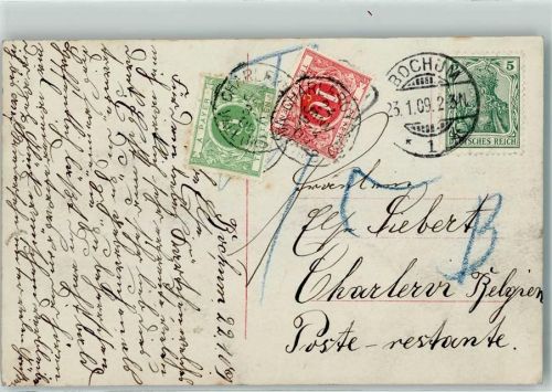 1909 Nachporto Destination Bochum Charleroy