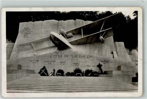 Caudebec-en-Caux Denkmal Latham 47 Wasserflugzeug Foto AK