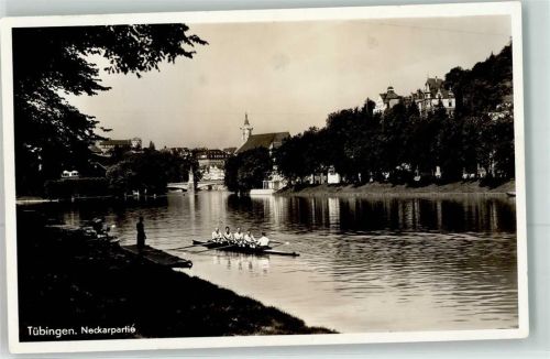 W7400 Tübingen Neckarpartie Rudern Foto AK