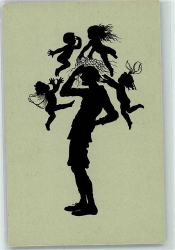 Zettel mit den Spinnwebelfen aus dem SommernachtstraumVerlag Callwey Nr.46 Scherenschnitt Konewka, P. Künstlerkarte