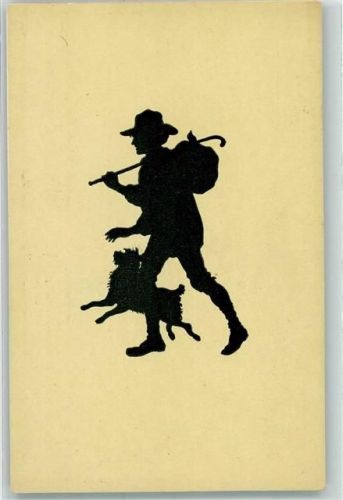 Bursch und Spitz Verlag Callwey Nr.62 Scherenschnitt Konewka, P. Künstlerkarte