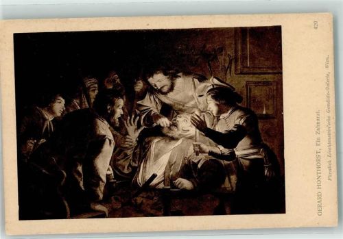 sign.Gerard Honthorst Fürstlich Liechtensteinsche Gemälde Galerie Hilfsverein für Lungenkranke Zahnarzt Gebrauchsspuren