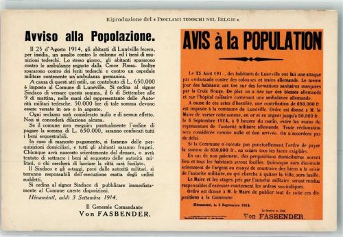 1914 Avviso alla Popolazione von General Fasbender