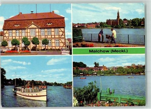 17213 O2063 Malchow , Meckl - Rathaus Blick ü. d. Malchower See zum Kloster Schiff