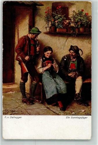 Ein Sonntagsjäger Pfeife Tracht Verlag Hanfstaengl Nr.29 Defregger, F. von 1917 Künstlerkarte