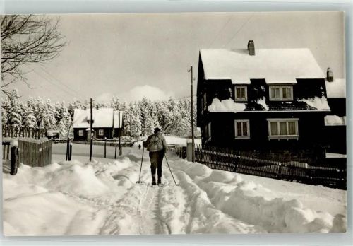 98724 O6422 Ernstthal Winter Am Rennsteig im Winter Skifahrer