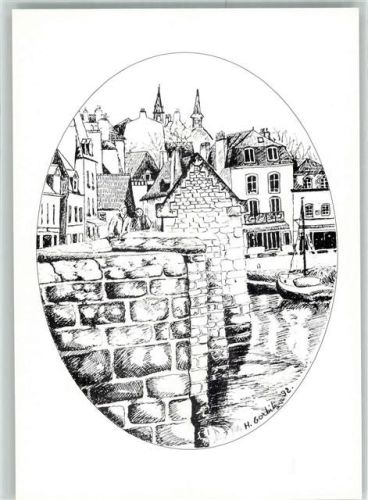 Auray Saint Goustan Ruderboot Hafen Fischerhafen Handelshafen sign. Henriette Gorbitz