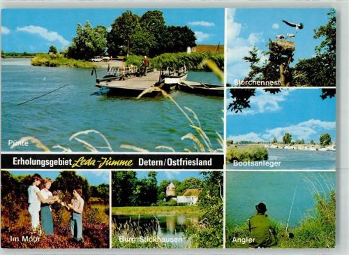 Detern Erholungsgebiet Leda-Jümme Pünte Handziehfähre Storchennest Bootsanleger Im Moor Burg Stickhausen Angler