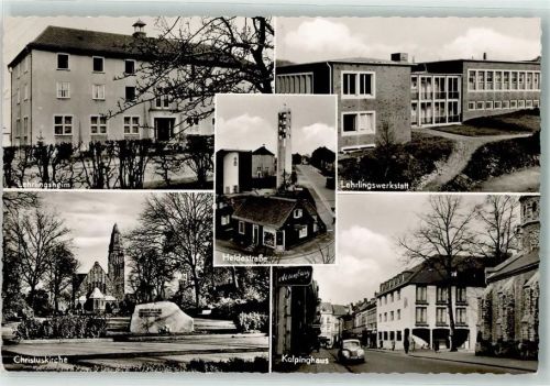 42549 W5620 Velbert Foto AK Lehrlingsheim und Werkstatt Christuskirche Heidestraße Kolpinghaus