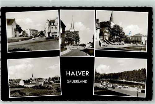 58553 W5884 Halver Foto AK Nicolai Kirche Freibad Auto Sauerland