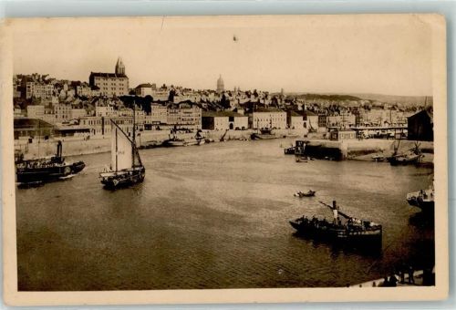 62200 Boulogne-sur-Mer 1912 Gebrauchsspuren Hafen Schleppdampfer Segelschiff Seitenraddampfer