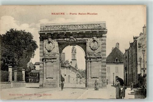 Beaune 1914 Porte Saint Nicolas Frau Schirm Kind