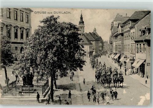 76131 W7500 Durlach 1909 Gebrauchsspuren Militärmusikcorps zu Pferd