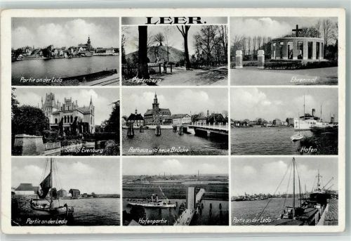 26789 W2950 Leer Ostfriesland Gebrauchsspuren Denkmal Hafen Rathaus Schloss Evenburg