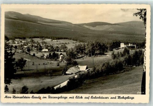 Baberhäuser Borowice Gebrauchsspuren Max Heinzelstein Baude m. Blick auf Baberhäuser u. Hochgebirge