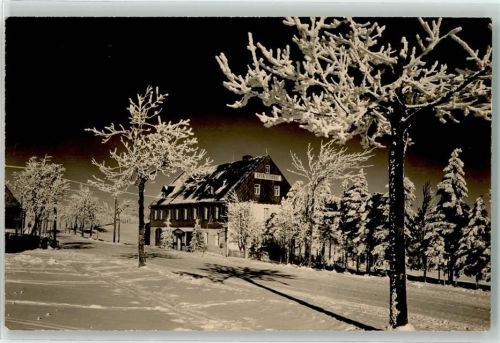 Zinnwald-Georgenfeld 1961 Gasthaus Grenzsteinhof im Schnee