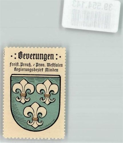 37688 W3472 Beverungen Vignette Vignette Freistaat Preußen Provinz Westfalen Regierungsbezirk Minden Wappen Blau
