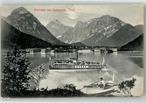 6212 Pertisau 1907 - am Achensee Dampfer Ruderboot