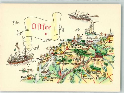 Bad Doberan Vogelschau Ostsee II sign. A. Hoppe