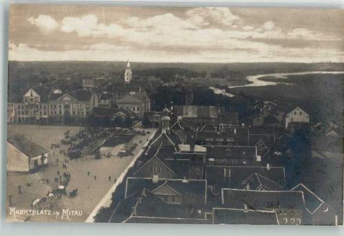Mitau 1916 Marktplatz Marktszene Feldpost WK I Armierungsbat. Nr. 12