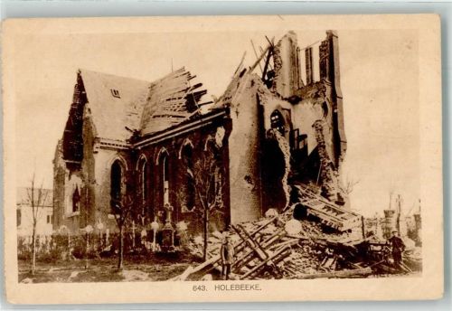 Ypres 1916 Feldpost WK I 2. Garde-Inf.Div. Kirche Ruine Foto AK Hollebeke