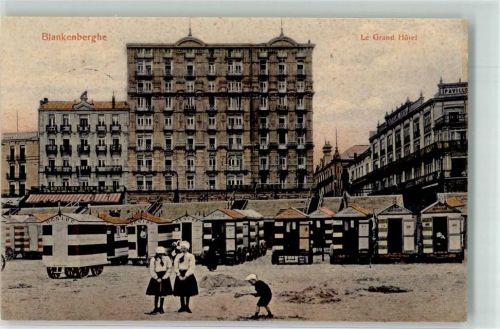 Blankenberghe 1916 Grand Hotel Schwimmbad Badekarren Feldpost WK I 2. Marine-Div.