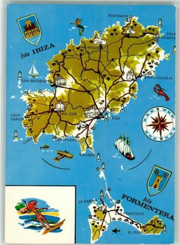 Ibiza Isla Insel Wappen Flugzeug Leuchtturm Hummer Segelboot Wasserski Sport Bademode Formentera Meerjungfrau