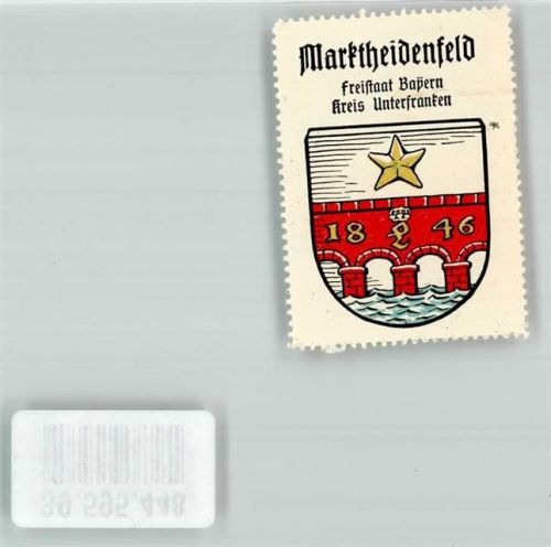 Marktheidenfeld Vignette Wappen Stern Brücke 1846 Gold Rot Freistaat Bayern Kreis Unterfranken Kaffee Hag