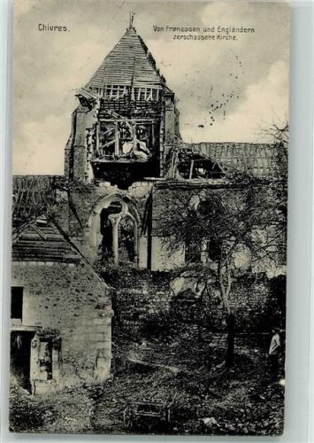 Chivres 1916 Kirche Feldpost WK I 5.Inf.-Div.