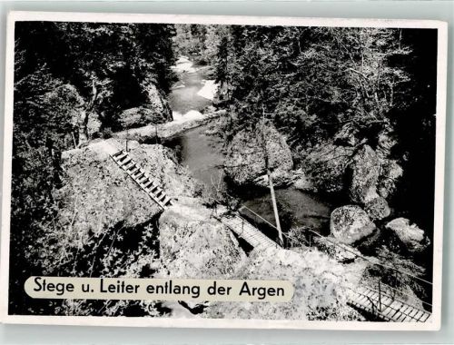 Riedholz Stege Leiter antlang der Argen Ort handschriftlich Foto Original aus Archiv eines Ansichtskartenverlags